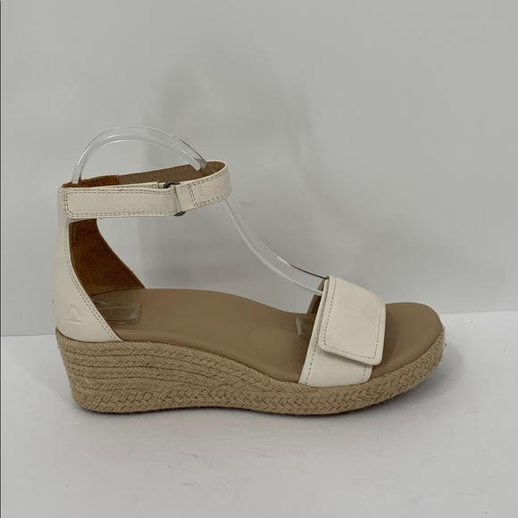 Abeo Shoes - ABEO Cecile wedge espadrille sandals shoe cream leather ankle strap comfort 7.5
